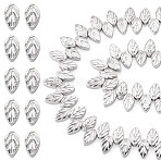 130Pcs 2 Strands Electroplate Glass Beads Strands, Leaf, Platinum Plated, 11.5x7x4.5mm, Hole: 0.6mm, about 65pcs/strand, 15.35''(39cm)(EGLA-TA0013-56B)