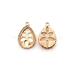Brass Pendant Cabochon Settings, Teardrop, Rose Gold, Tray: 15.5x11mm, 23x16x5.5mm, Hole: 1.5mm(KK-WH0044-20RG)
