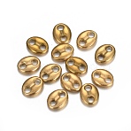 Ion Plating(IP) 304 Stainless Steel Links Connectors, Coffee Bean, Oval, Golden, 9x7x2mm, Hole: 2mm(STAS-I157-03G)