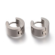 202 Stainless Steel Huggie Hoop Earrings, with 316 Stainless Steel Pin, Ring, Stainless Steel Color, 13x7mm, Pin: 1mm(EJEW-F262-02D-P)