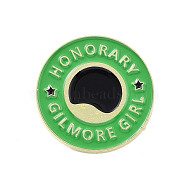 Word Honorary Gilmore Girl Zinc Alloy Enamel Pin Brooch, for Backpack Clothes, Flat Round, 30x1.5mm(JEWB-C028-03G-G)