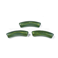 Opaque Acrylic Beads, Two Tone Color, with Glitter Powder, Curved Tube, Dark Green, 32x10x8mm, Hole: 1.8mm(X-MACR-N009-020C)