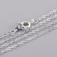 Brass Cable Chain Necklaces, Silver Color Plated, 16 inch(SW028-01S-NF)