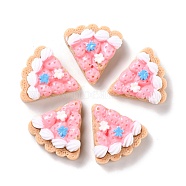 Resin Decoden Cabochons, Imitation Food, Cake, Pearl Pink, 24x23x9.5mm(CRES-P020-03F-01)