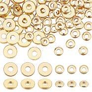 AHADERMAKER 100Pcs 2 Style Brass Beads, Long-Lasting Plated, Flat Round/Disc, Heishi Beads, Real 18K Gold Plated, 4~6x1.5mm, Hole: 1.6~1.8mm, 50pcs/style(KK-GA0001-39)