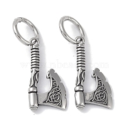 316 Surgical Stainless Steel Axe Hoop Earrings for Women, Antique Silver, 32x15.5mm(EJEW-P274-16B-AS)