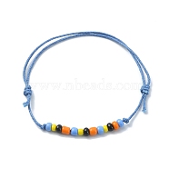 Glass Seed Braided Bead Braclet, Waxed Cotton Adjustable Bracelets, Colorful, Inner Diameter: 2-1/4~-1/2 inch(5.8~9.05cm)(BJEW-JB09781)