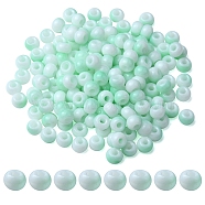 6/0 Opaque Glass Seed Beads, Round Hole, Rondelle, Light Green, 4~4.5x3~4mm, Hole: 0.8~1.5mm, 10g/box(SEED-YW0002-13N)