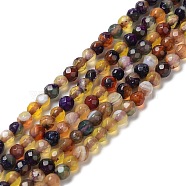 Natural Agate Beads Strands, Faceted Round, Dyed & Heated, Yellow, 4~4.2x4~4.1mm, Hole: 0.8mm, about 89~93pcs/strand, 14.37''(36.5cm)(G-Q1000-01A)