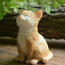 Creative Resin Poses Cat Figurine Display Decorations, Simulation Animal, for Car Home Office, Wheat, 40x40x55mm(ANIM-PW0001-154C)