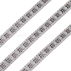 Beadthoven Hotfix with Two Rows Rhinestone, Hot Melt Adhesive on the Back, Costume Accessories, Rectangle, Crystal, 9mm(DIY-BT0001-31)