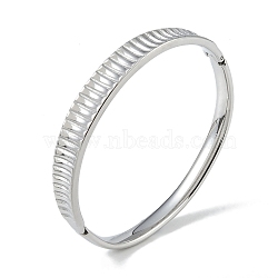 Non-Tarnish 304 Stainless Steel Grooved Hinged Bangles for Women, Stainless Steel Color, Inner Diameter: 2x2-3/8 inch(5.1x5.9cm), 10mm(BJEW-U002-10P)