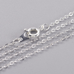 Brass Cable Chain Necklaces, Silver Color Plated, 16 inch(SW028-01S-NF)