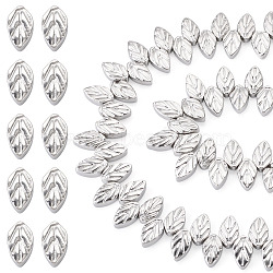 130Pcs 2 Strands Electroplate Glass Beads Strands, Leaf, Platinum Plated, 11.5x7x4.5mm, Hole: 0.6mm, about 65pcs/strand, 15.35''(39cm)(EGLA-TA0013-56B)