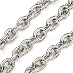 304 Stainless Steel Cable Chains, Unwelded, with Spool, Stainless Steel Color, 11.5x9x2.5mm(CHS-G038-06P)