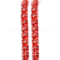 Handmade Lampwork Beads Strands, with Enamel, Crab, Red, 12~13x13~14x6~7mm, Hole: 1mm, about 30pcs/strand, 13.39 inch(34cm)(LAMP-L078-010B)