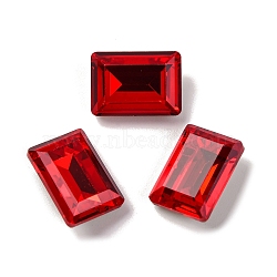 Glass Rhinestone Cabochons, Pointed Back & Back Plated, Faceted, Rectangle, Light Siam, 14x10x5.5mm(RGLA-A026-02D-227)