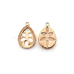 Brass Pendant Cabochon Settings, Teardrop, Rose Gold, Tray: 15.5x11mm, 23x16x5.5mm, Hole: 1.5mm(KK-WH0044-20RG)