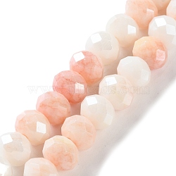 Electroplate Handmade Lampwork Beads Strands, Faceted, Round, Light Salmon, 7.5~8x7.5~8mm, Hole: 1.2mm, about 63~70pcs/strand, 15.35''(39cm)(LAMP-S068-02H)