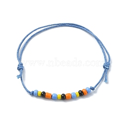 Glass Seed Braided Bead Braclet, Waxed Cotton Adjustable Bracelets, Colorful, Inner Diameter: 2-1/4~-1/2 inch(5.8~9.05cm)(BJEW-JB09781)