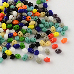 2-Hole Seed Beads, Czech Glass Beads, Mixed Color, 5x3.5x3mm, Hole: 0.5mm, about 650pcs/bag(GLAA-R159-M)