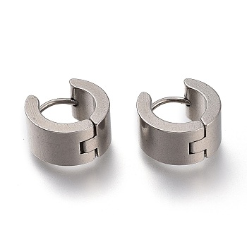 202 Stainless Steel Huggie Hoop Earrings, with 316 Stainless Steel Pin, Ring, Stainless Steel Color, 13x7mm, Pin: 1mm