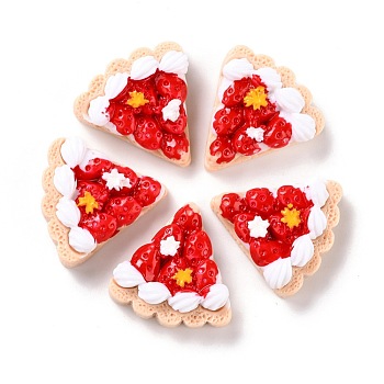 Resin Decoden Cabochons, Imitation Food, Cake, Red, 24x23x9.5mm