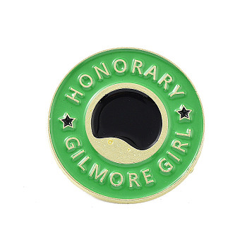 Word Honorary Gilmore Girl Zinc Alloy Enamel Pin Brooch, for Backpack Clothes, Flat Round, 30x1.5mm