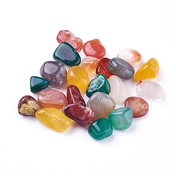 Natural Multi-Color Agate Beads, Undrilled/No Hole, Dyed, Chips, 5~19x4~10x2~7mm, about 100g/bag