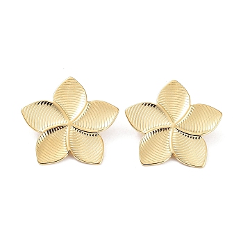 304 Stainless Steel Stud Earrings, Flower, Golden, 37x39mm