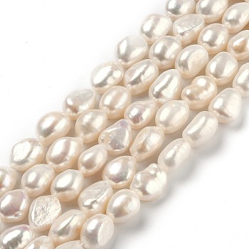 Natural Cultured Freshwater Pearl Beads Strands, Rice, Dyed, Bisque, 11.5~16x9~10.5mm, Hole: 0.6mm, about 24pcs/strand, 14.37 inch(36.5cm)