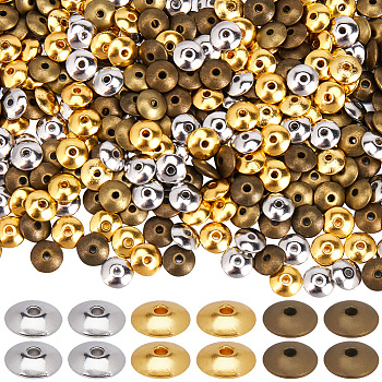 600Pcs 3 Colors Tibetan Style Spacer Beads, Flat Round, Mixed Color, 6x2mm, Hole: 1.5mm, 200Pcs/colors