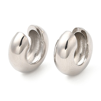 Rack Plating Brass Cuff Earrings for Women, Lead Free & Cadmium Free, Long-Lasting Plated, Ring, Platinum, 14x15x6mm