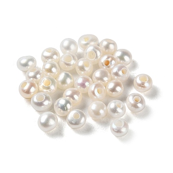 Natural Cultured Freshwater Pearl Beads, Half Drilled Hole, Round, Floral White, 2~2.5x1.5~2mm, Hole: 0.7mm