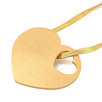 304 Stainless Steel Snake Chain Necklaces, Pendant Necklaces, Heart, 15.75 inch(40cm), Pendant: 34.5x40mm