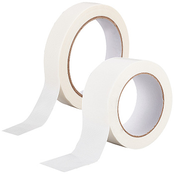 2 Rolls 2 Style Anti Slip Adhesive Tape, Polyethylene and Gauze Adhesive Tapes, Floor Marking Tape, for DIY Fixed Carpet Hand Tools, White, 20~50mm, about 20m/roll, 1 roll/style