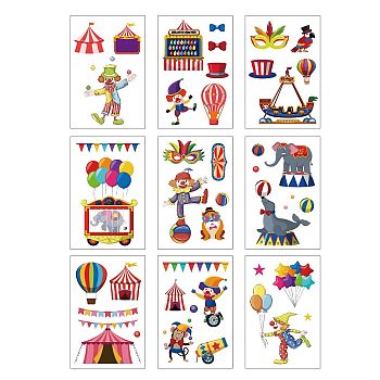PVC Window Sticker, for Window or Stairway Home Decoration, Rectangle, Clown Pattern, 300x195mm