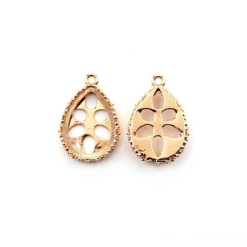 Brass Pendant Cabochon Settings, Teardrop, Rose Gold, Tray: 15.5x11mm, 23x16x5.5mm, Hole: 1.5mm