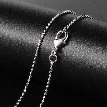 Brass Necklaces, Ball Chain, Faceted, with Lobster Clasp, Platinum, 18.11 inch(46cm), 1.2mm