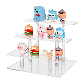 3-Tier Transparent Acrylic Minifigure Display Risers, Model Organizer Holder for Toys, Action Figures, Collectibles, Clear, Finish Product: 17.8x19.9x15.3cm