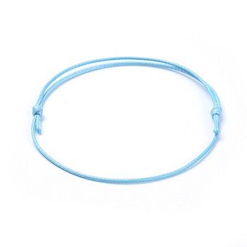 Eco-Friendly Korean Waxed Polyester Cord Bracelet Making, Light Sky Blue, 10-5/8 inch~11 inch(27~28cm), 1mm