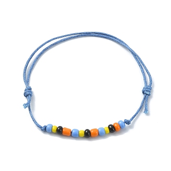 Glass Seed Braided Bead Braclet, Waxed Cotton Adjustable Bracelets, Colorful, Inner Diameter: 2-1/4~-1/2 inch(5.8~9.05cm)