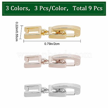 9Pcs 3 Colors Brass Fold Over Clasps(KK-SC0003-13)-2