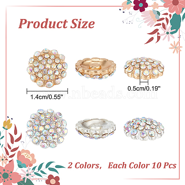 WADORN 20Pcs 2 Colors Zinc Alloy Rhinestone Jewelry Snap Buttons(FIND-WR0010-40)-2