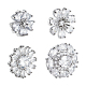 4Pcs 4 Style 1-Hole Brass Micro Pave Cubic Zirconia Shank Buttons(BUTT-NB0001-52)-1