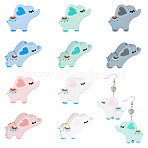 10Pcs 5 Colors Food Grade Eco-Friendly Silicone Beads, Elephant, Mixed Color, 33x39x8.5mm, Hole: 2mm, 2pcs/color(SIL-CA0001-47)