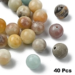 40Pcs Natural Flower Amazonite Beads, Round, 8mm, Hole: 1mm(UNKW-YW0002-15B)