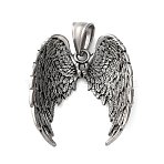 304 Stainless Steel Pendants, Wing Charm, Antique Silver, 35x30x10mm, Hole: 9x5mm(STAS-M113-10AS)