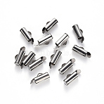 Non-Tarnish 304 Stainless Steel Slide On End Clasp Tubes, Slider End Caps, Stainless Steel Color, 5.5~6x10x4mm, Hole: 3x1.2~1.4mm, Inner Diameter: 3mm(X-STAS-S115-01C-P)