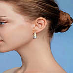 1Pair Alloy Stud Earrings, Teardrop, Platinum & Golden, 21x6.5mm(EJEW-LP0012-07)